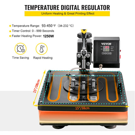 Termopresas VEVOR 8-in-1, 38x38 cm