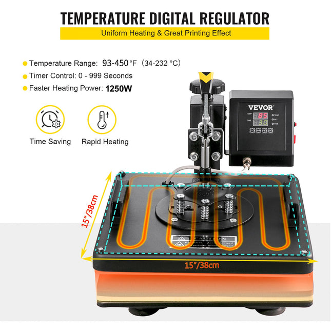 Termopresas VEVOR 8-in-1, 38x38 cm