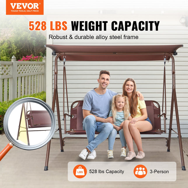 Trijų vietų lauko sūpynės VEVOR SW001-10, iki 240 kg apkrova