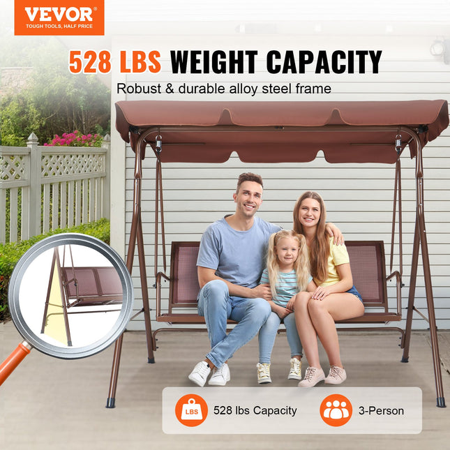 Trijų vietų lauko sūpynės VEVOR SW007, 240 kg keliamoji galia