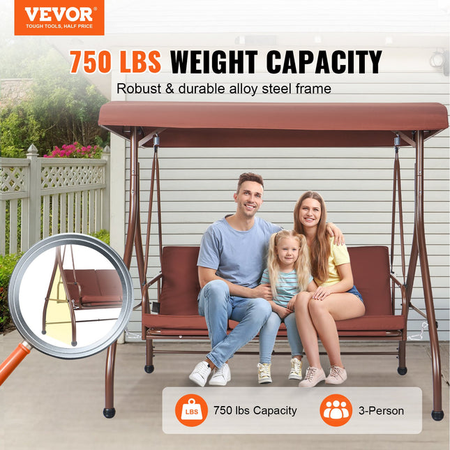 Trijų vietų lauko sūpynės VEVOR SW127-13-B, 3 vietų