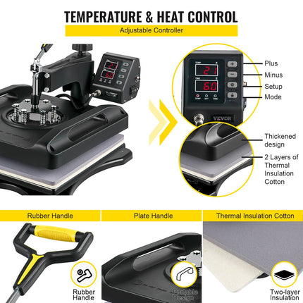 Termopresas VEVOR 5-in-1, 38 x 38 cm