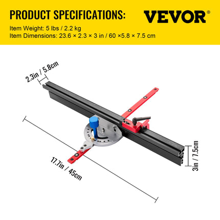 Kampinis pjovimo kreiptuvas VEVOR 450 mm, su lazerine skale