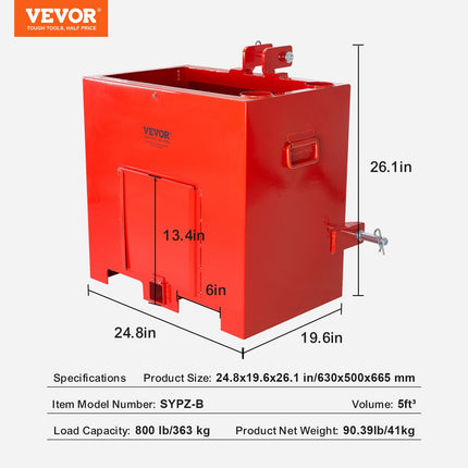 Traktoriaus balasto dėžė VEVOR SYPZ-B, 363 kg talpa