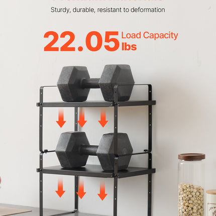 Virtuvės spintelės lentynų organizatorius VEVOR LX-P9373, reguliuojamas ilgis 40,5–65 cm