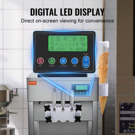Pramoninis minkštų ledų aparatas VEVOR BQL-7220T, 1800W