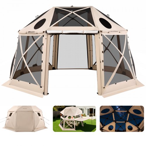 Išskleidžiama pavėsinė-palapinė VEVOR YR15x15Beige-13, 4,57 x 4,57 m
