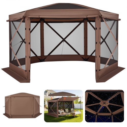 Iššokanti pavėsinė-palapinė su tinkleliu VEVOR FY12X12Brown-6, 3,6 x 3,6 m