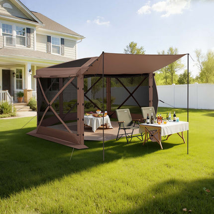Iššokanti pavėsinė-palapinė su tinkleliu VEVOR FY12X12Brown-6, 3,6 x 3,6 m