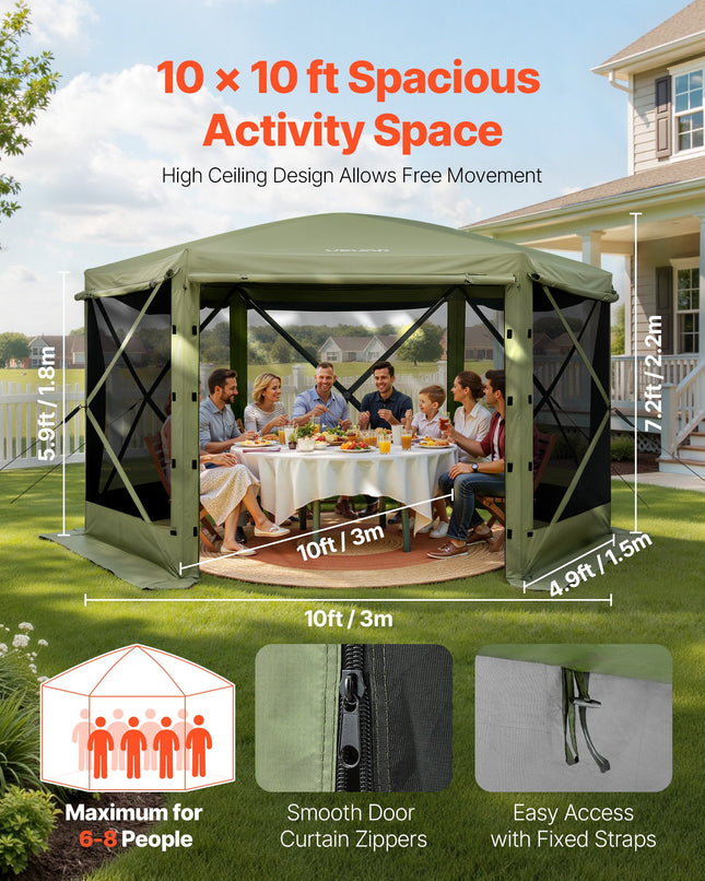 Pop-up pavėsinė-palapinė su tinkleliu VEVOR FY10X10Military Green-6, 3x3 m
