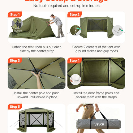 Pop-up pavėsinė-palapinė su tinkleliu VEVOR FY10X10Military Green-6, 3x3 m