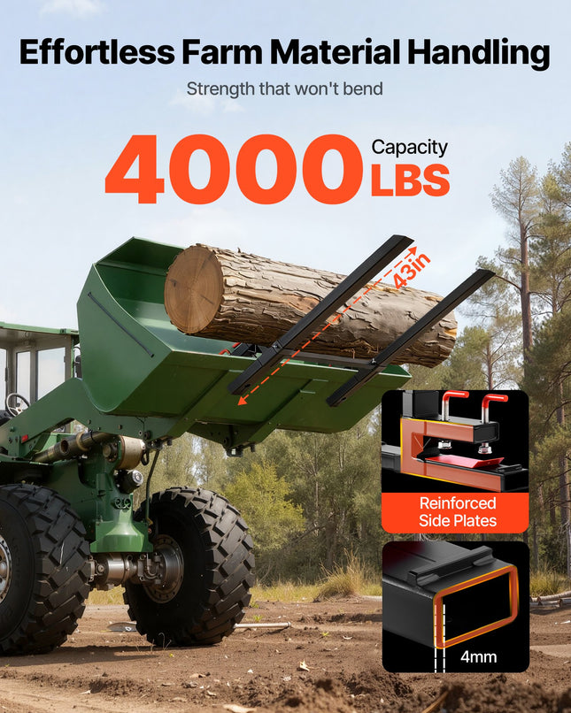 Padėklų šakės VEVOR HC60-4-KT+FH, 1814 kg keliamoji galia