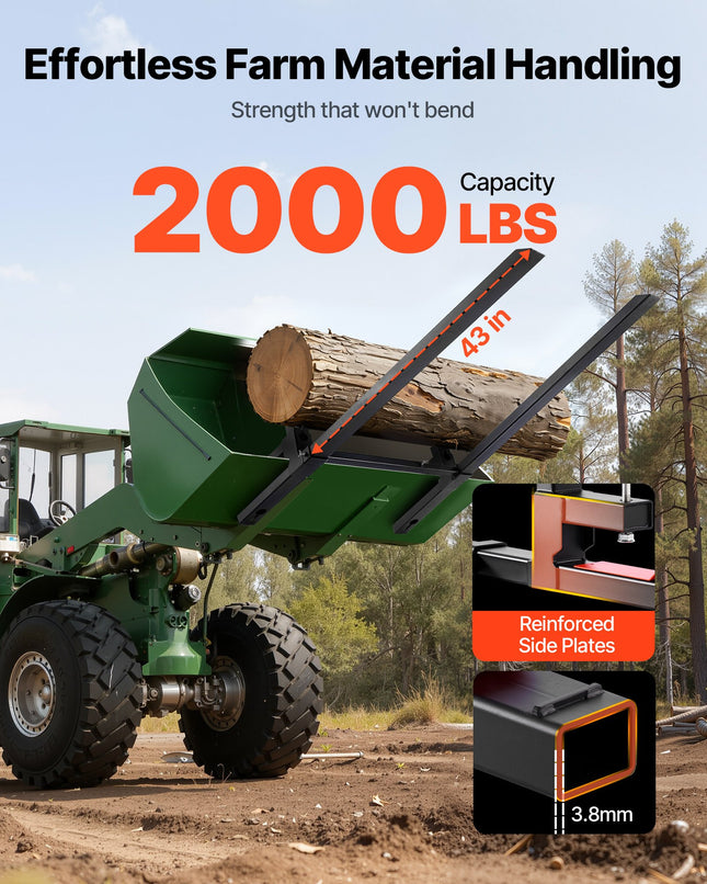 Palečių šakės VEVOR HC60-2-KT, 907 kg keliamoji galia