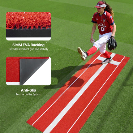 Softbolo metimo kilimėlis VEVOR GRS10x3FT-RED, 305x92 cm