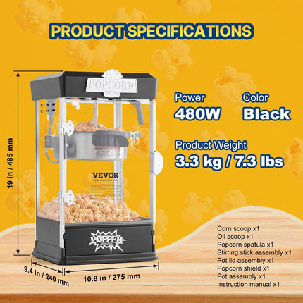 Popkornų gaminimo aparatas VEVOR 6077, 480 W