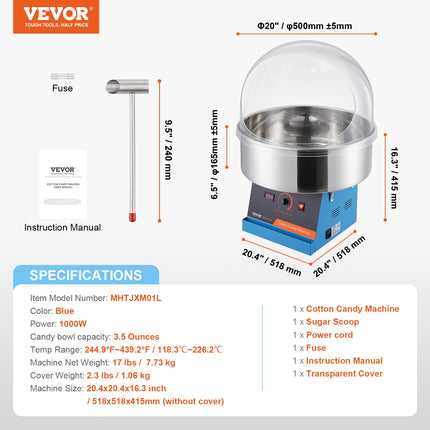 Cukraus vatos gaminimo aparatas VEVOR MHTJXM01L, 1000 W