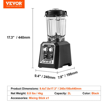Profesionalus trintuvas VEVOR HS-210D-US, 2200 W