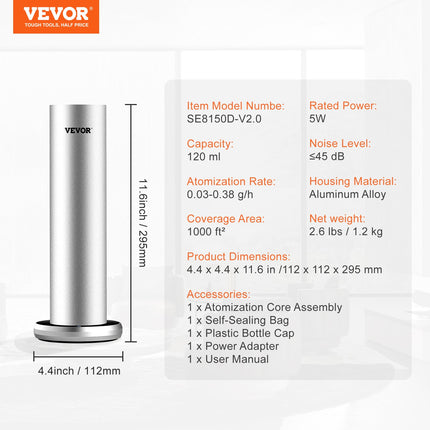 Kvapų difuzorius VEVOR SE8150D-V2.0, 120 ml