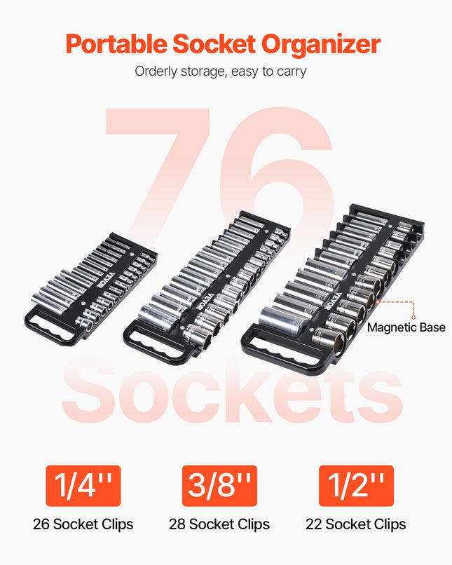Magnetinis galvučių laikiklių rinkinys VEVOR QJ7370, 3 dalių
