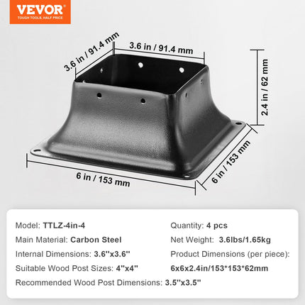 Stulpo pagrindas VEVOR TTLZ-4in-4, 4 vnt.