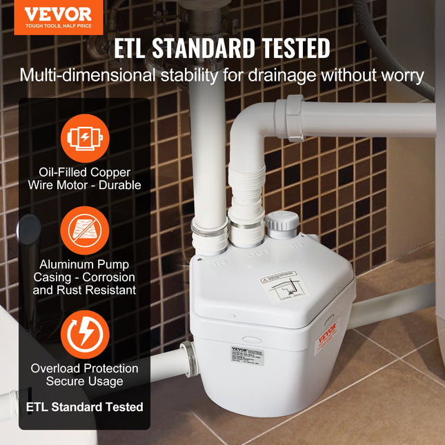 Praustuvo nuotekų siurblys VEVOR FLO500-RD, 200 W