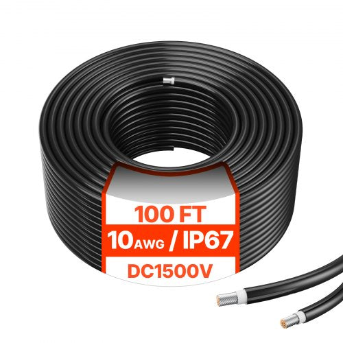 Saulės kolektorių ilginamasis kabelis VEVOR 10AWG-Black-L=30.5M, 30,48 m
