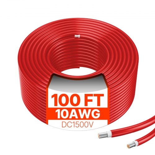 Saulės kolektorių ilginamasis kabelis VEVOR 10AWG-Red-L=30.5M, 30.48 m