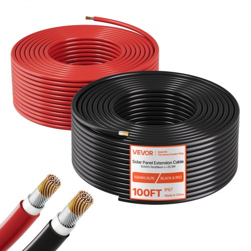 Saulės kolektorių kabelių rinkinys VEVOR 10AWG-Red/Black-L=30.5M, 30,48 m