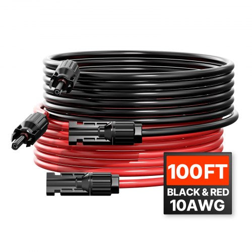 Saulės kolektorių ilginamasis kabelis VEVOR MC4-10AWG, 30,48 m