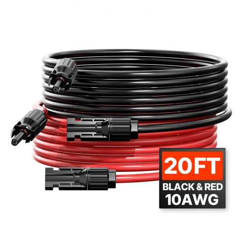 Saulės baterijų ilginamasis laidas VEVOR MC4-10AWG-Red/Black-L=6.1M, 6,1 m
