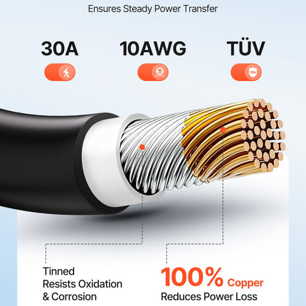 Saulės baterijų laidų rinkinys VEVOR 10AWG-Red/Black-L=15.2M, 15,24 m, 6 mm²