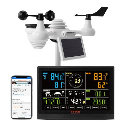 Wi-Fi meteorologinė stotelė VEVOR YT60234, 7-in-1 jutiklis