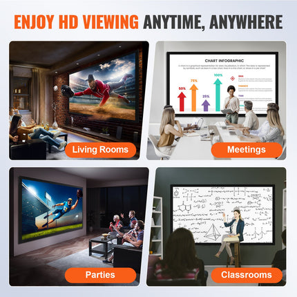 Projektoriaus ekranas VEVOR 130", 4K HDTV fiksuotas rėmas.