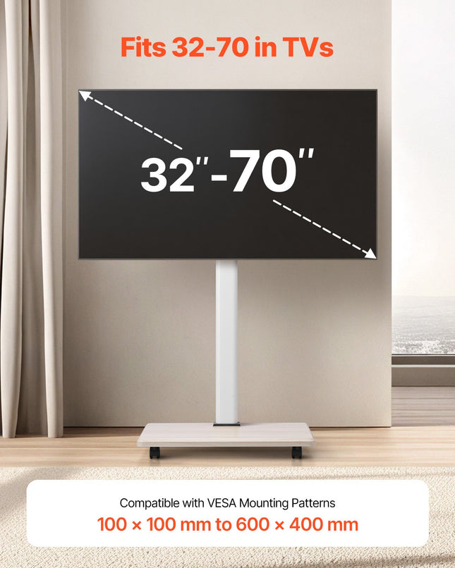 Mobilus televizoriaus stovas VEVOR FSH25-G1, 32–70 colių ekranams