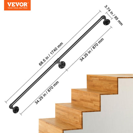 Laiptų turėklas VEVOR VV-GYGFS-HS6YC, 182,9 cm