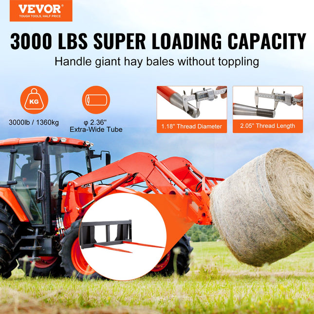 Šieno šakės (ietys) VEVOR WBS-014, 1360 kg keliamoji galia