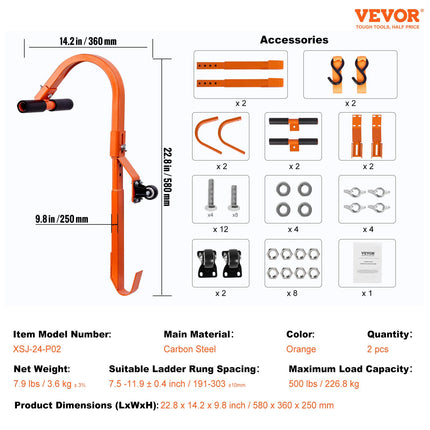 Kopėčių kabliai stogui VEVOR XSJ-24-P02, 2 vnt., 226,8 kg keliamoji galia