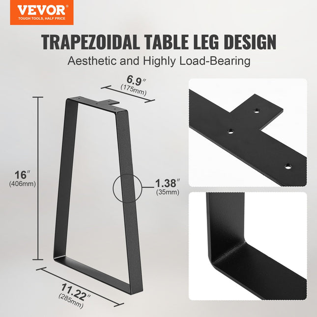 Trapecinės stalo kojos VEVOR T6712-16, 406,4 mm aukščio