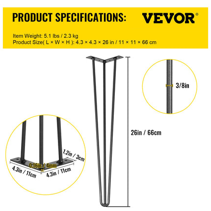 Stalo kojos VEVOR Hairpin, 66 cm