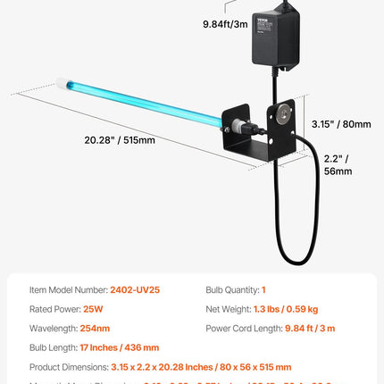 ŠVOK oro valytuvas VEVOR 2402-UV25, 25 W
