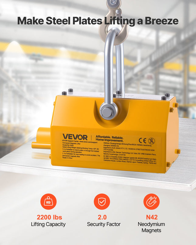 Magnetinis kėliklis VEVOR PM-1000, 1000 kg