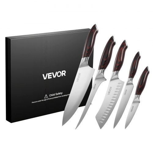 Virtuvinių peilių rinkinys VEVOR KD48M5-5PCS, 5 dalių, Damasko plienas