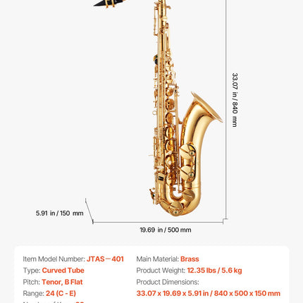 Tenorinis saksofonas VEVOR JTAS-401, B Flat