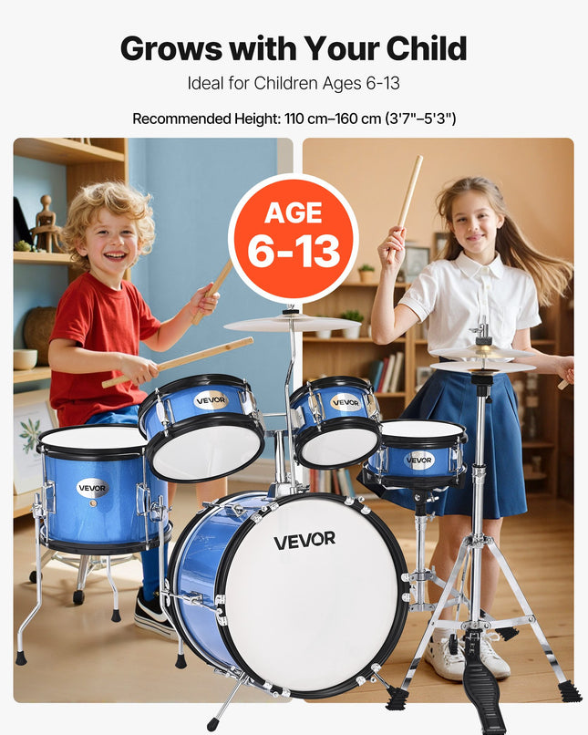 Vaikiškas būgnų komplektas VEVOR SH-004-BL-A, 5 dalių