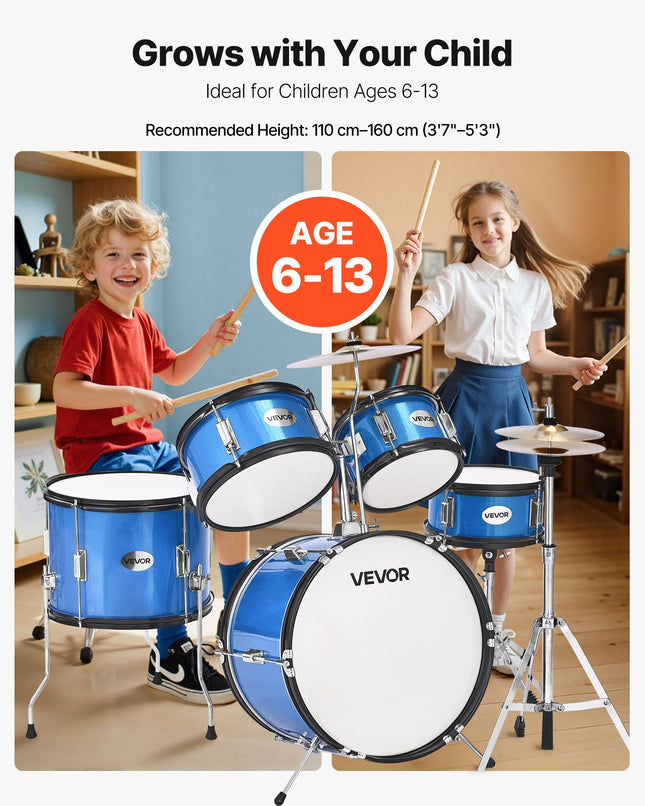 Vaikų būgnų komplektas VEVOR SH-002-BL-A, 5 dalių