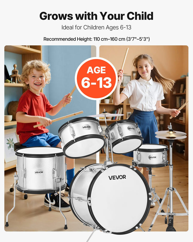 Vaikų būgnų komplektas VEVOR SH-002-SY, 5 dalių, 16 colių