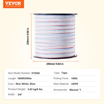 Elektrinė tvora (juosta) VEVOR HTSS6, 500 m