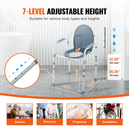 Neįgaliojo kėdė-tualetas VEVOR FBL710007, 158,8 kg apkrova
