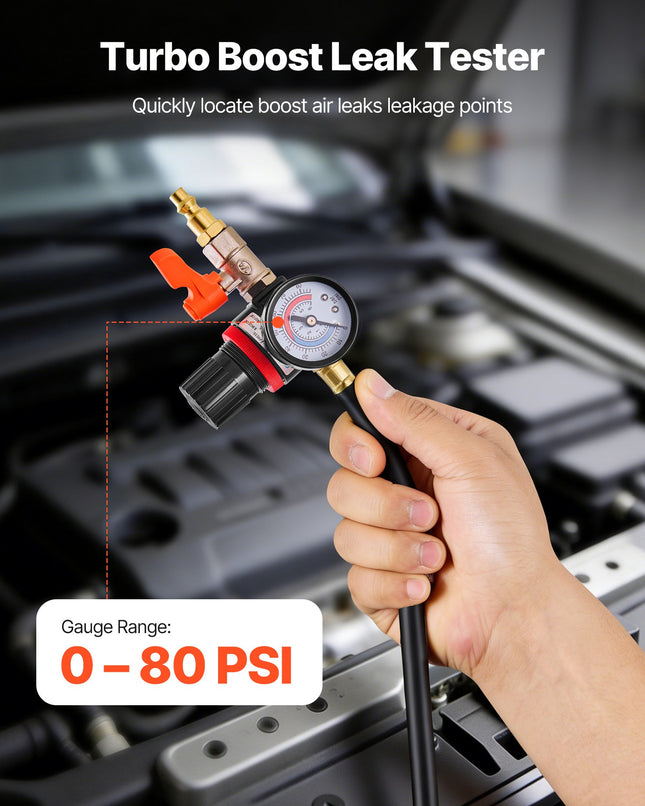 Turbo sistemos sandarumo testeris VEVOR XC0150, 0-80 PSI