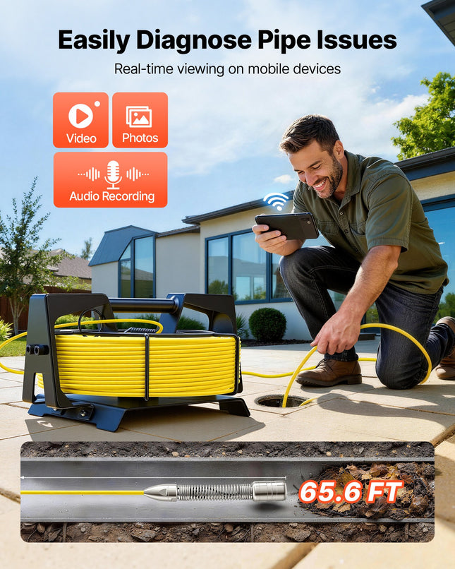 Kanalizacijos patikros kamera VEVOR WP9650, 20 m
